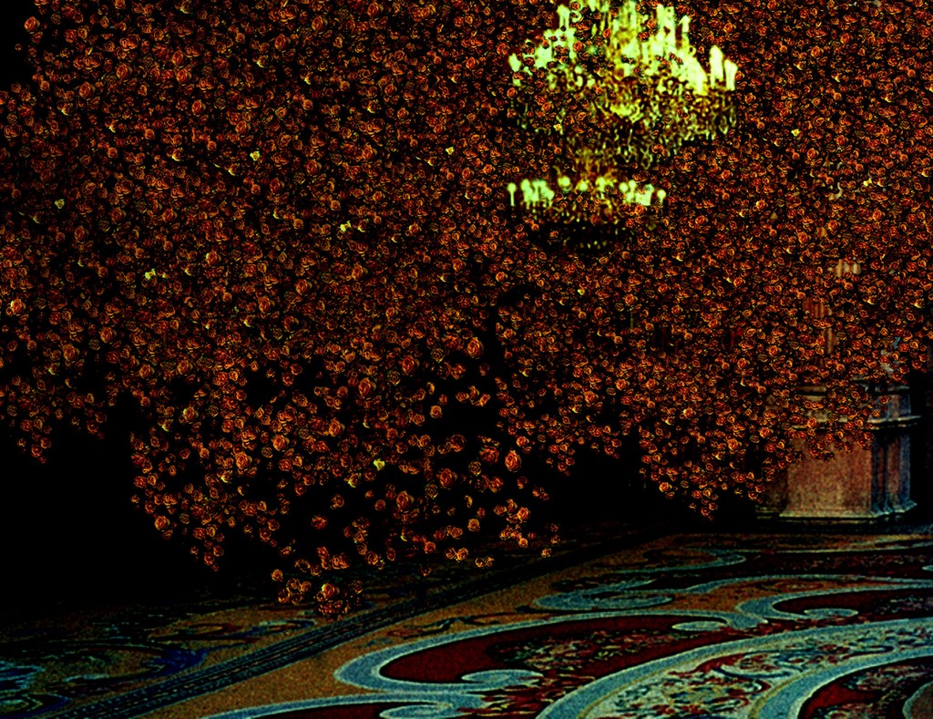 Die Rosenlast stürzt lautlos von den Wänden, Grossdia in Leuchtkasten, 98 x 127 cm, 1997/98