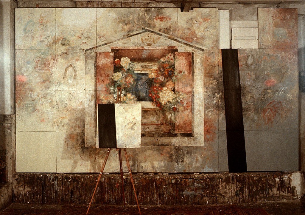Malerei (soziale Bilder), Öl auf Leinwand, 28-teilig, je 60 x 60 cm, Grösse variabel, 1992