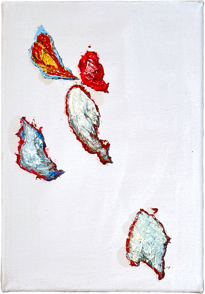 D, Serie «Guardare», 2021/22, Öl auf Leinwand, 21 x 29,7 cm