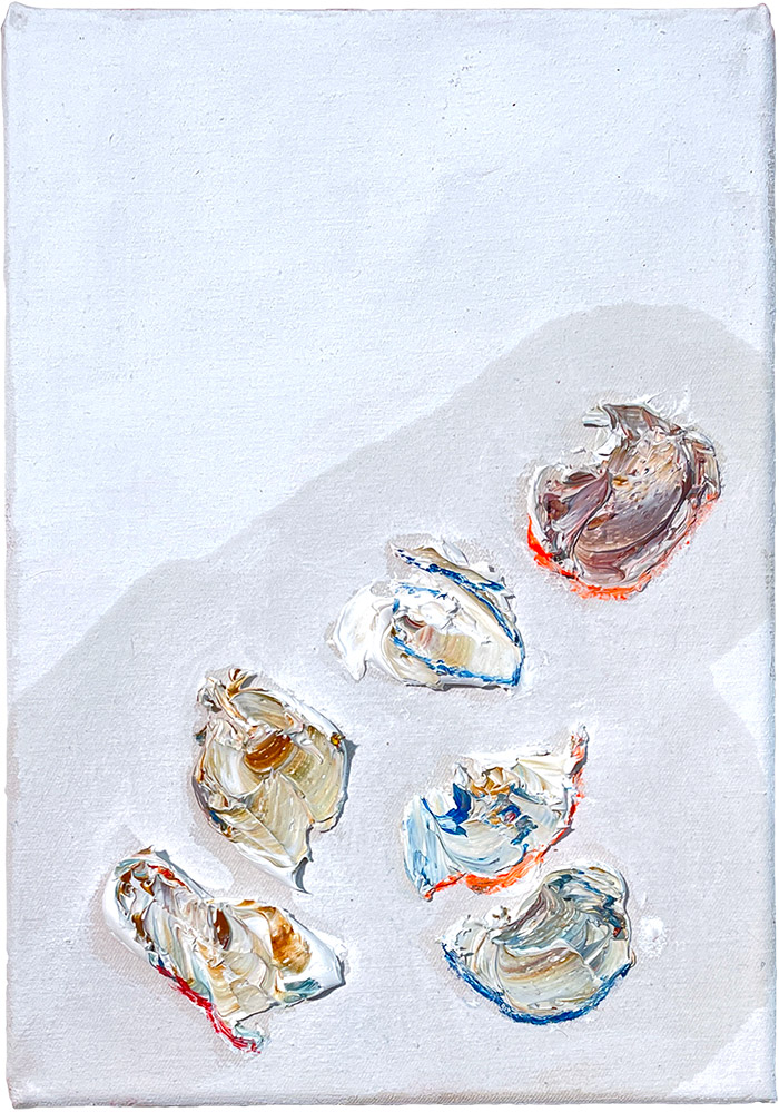 H, Serie «Guardare», 2021/22, Öl auf Leinwand, 21 x 29,7 cm