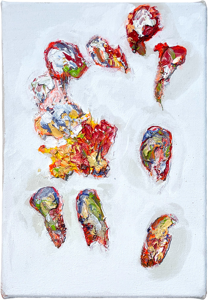 I, Serie «Guardare», 2021/22, Öl auf Leinwand, 21 x 29,7 cm