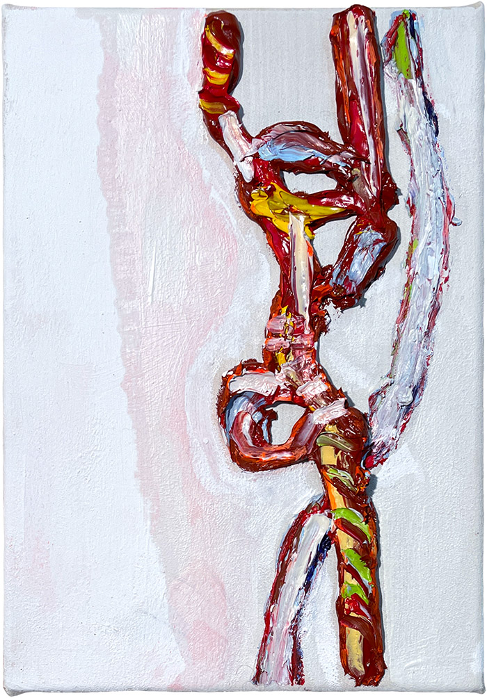 K, Serie «Guardare», 2021/22, Öl auf Leinwand, 21 x 29,7 cm
