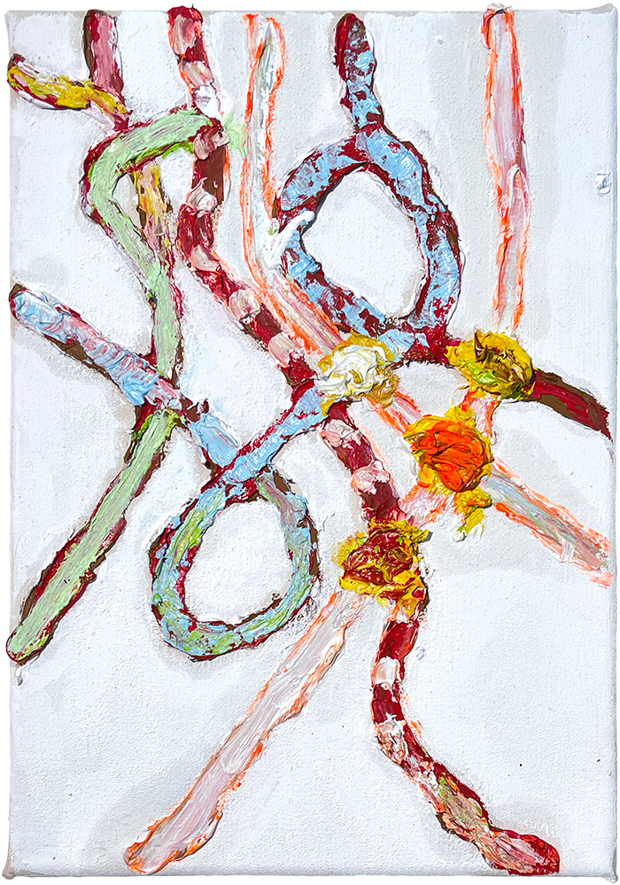 M, Serie «Guardare», 2021/22, Öl auf Leinwand, 21 x 29,7 cm