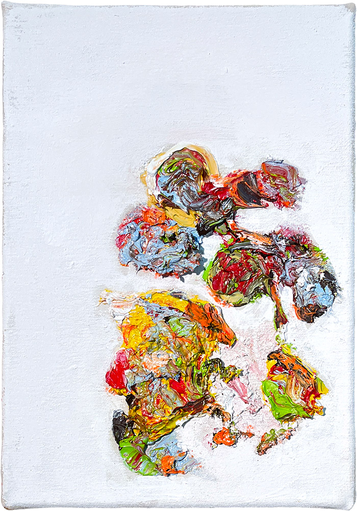O, Serie «Guardare», 2021/22, Öl auf Leinwand, 21 x 29,7 cm