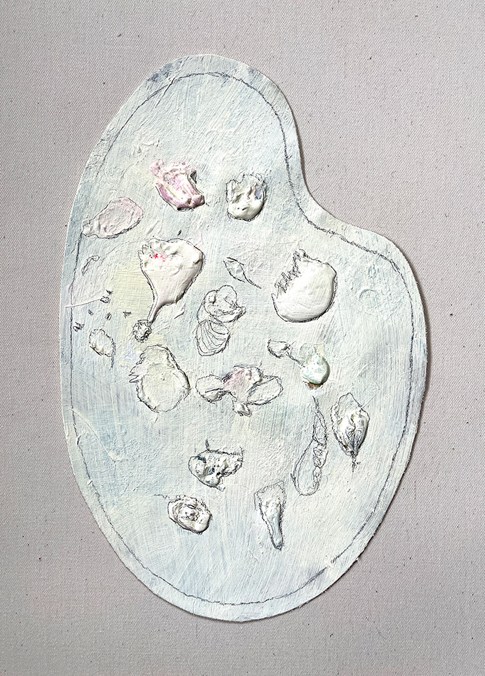 Palette 9, Serie «Herbarium», 2021/22, Öl auf Leinwand, 21 x 29,7 cm