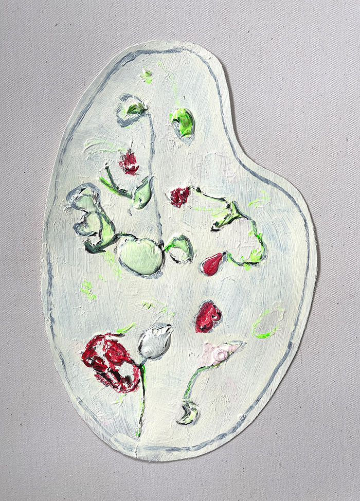 Palette 12, Serie «Herbarium», 2021/22, Öl auf Leinwand, 21 x 29,7 cm