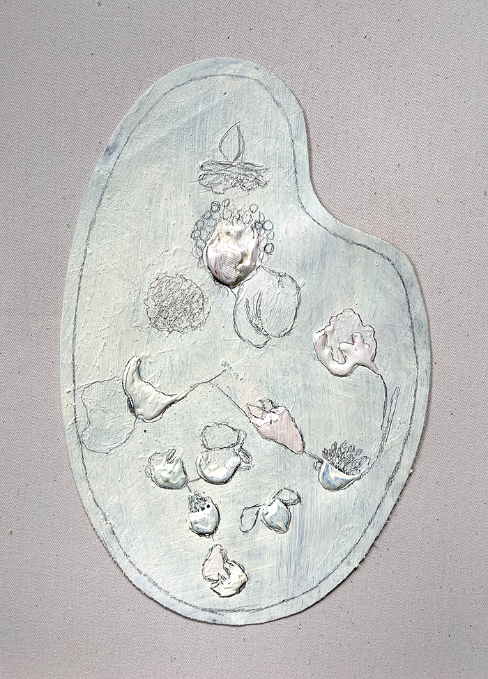 Palette 24, Serie «Herbarium», 2021/22, Öl auf Leinwand, 21 x 29,7 cm