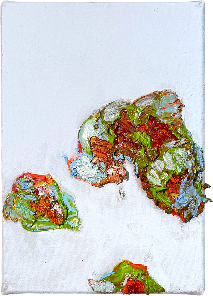 S, Serie «Guardare», 2021/22, Öl auf Leinwand, 21 x 29,7 cm