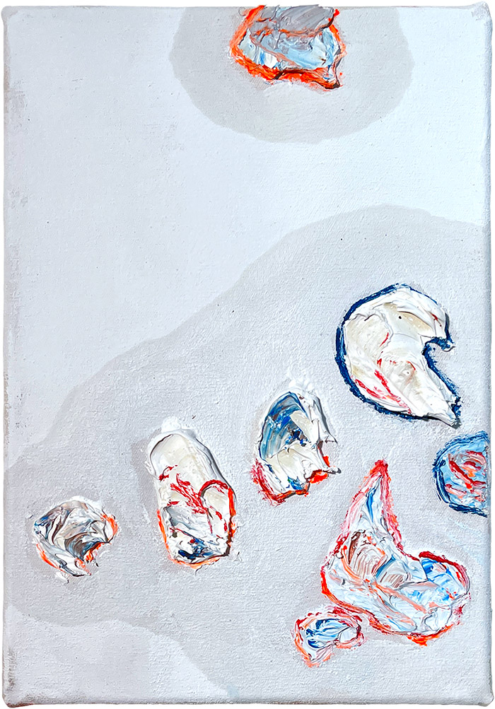 U, Serie «Guardare», 2021/22, Öl auf Leinwand, 21 x 29,7 cm