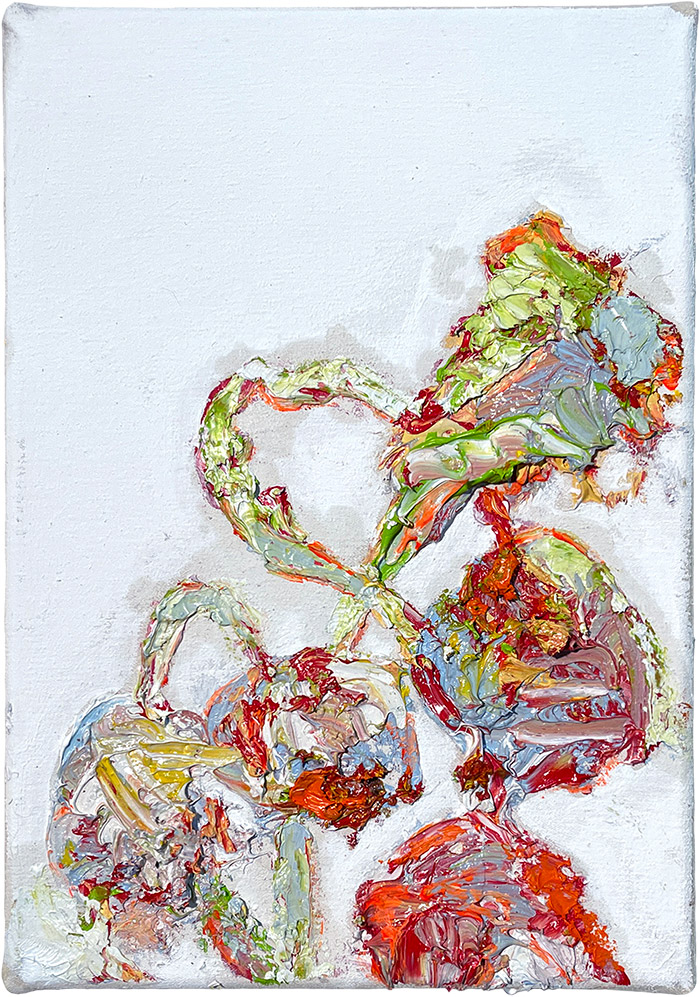 V, Serie «Guardare», 2021/22, Öl auf Leinwand, 21 x 29,7 cm