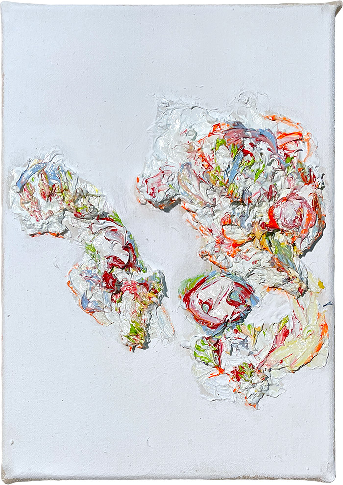 W, Serie «Guardare», 2021/22, Öl auf Leinwand, 21 x 29,7 cm